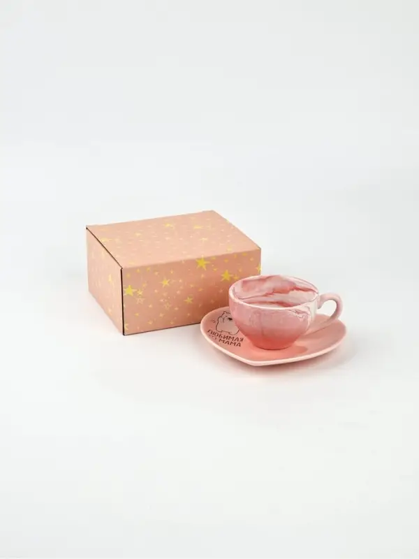 Кофейная пара &laquo;Любимая мама&raquo;: кружка 120 мл, блюдце