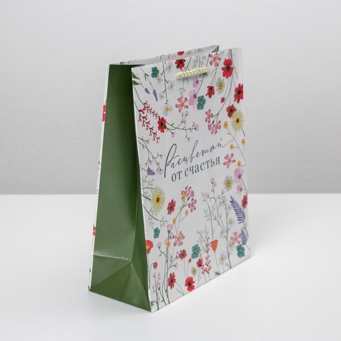 Пакет подарочный ламинированный, упаковка, «Расцветай от счастья», MS 18 х 23 х 8 см Пакет подарочный ламинированный, упаковка, «Расцветай от счастья», MS 18 х 23 х 8 см