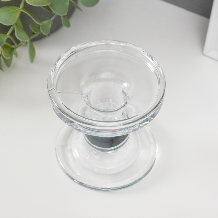 Подсвечник стекло на 1 свечу  Подсвечник стекло на 1 свечу "Креманка" прозрачный 8,5х8,5х8,5 см