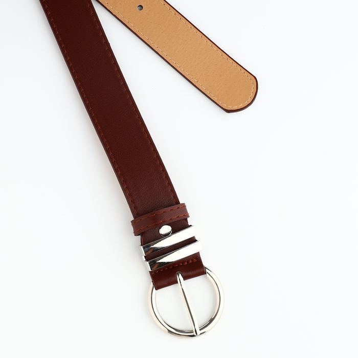 Ремень женский, ширина 3,5, винт, пряжка металл, цвет коричневый