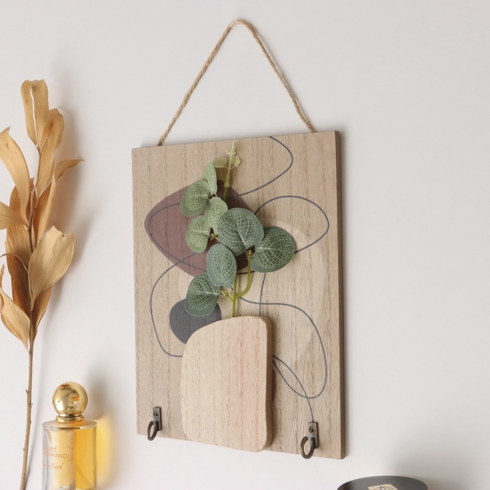 Крючки декоративные дерево Крючки декоративные дерево "Абстракция. Каракули. Цветок" 1,5х19,5х23,5 см