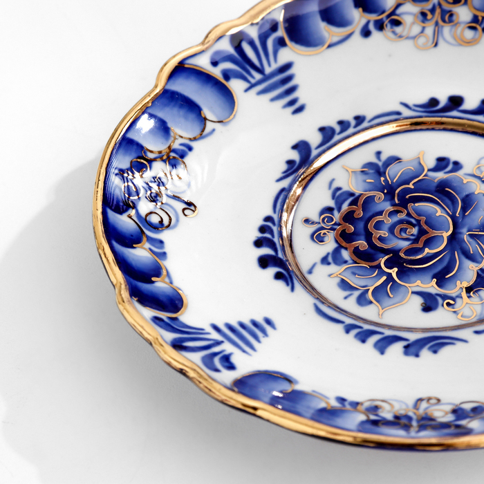 Чайная пара Чайная пара "Грация" , золото, (Золотая Бабушка), 300 мл, гжель