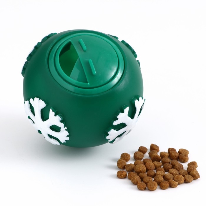 Игрушка-шар под лакомства  Игрушка-шар под лакомства "Снежинка", 8 см, зелёная