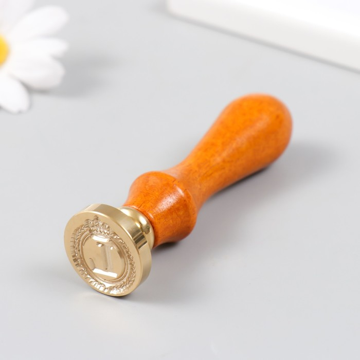 Печать для сургуча с деревянной ручкой "Корона с буквой L" 9х2,5х2,5 см