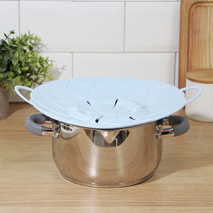 Крышка-невыкипайка силиконовая Доляна «Актеон», d=26 см, цвет голубой Крышка-невыкипайка силиконовая Доляна «Актеон», d=26 см, цвет голубой