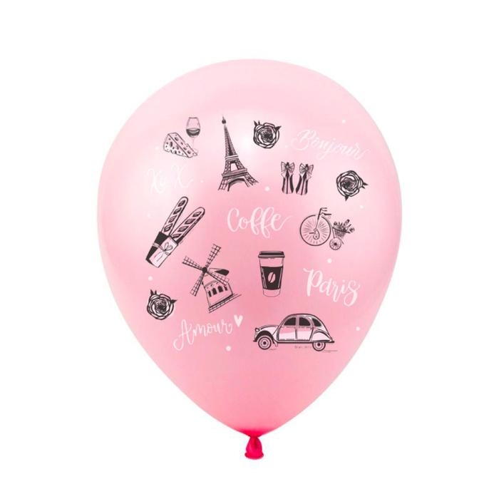 Шар латексный 12 Шар латексный 12" «С ДР! Париж», пастель, 2-сторонний, набор 100 шт., МИКС
