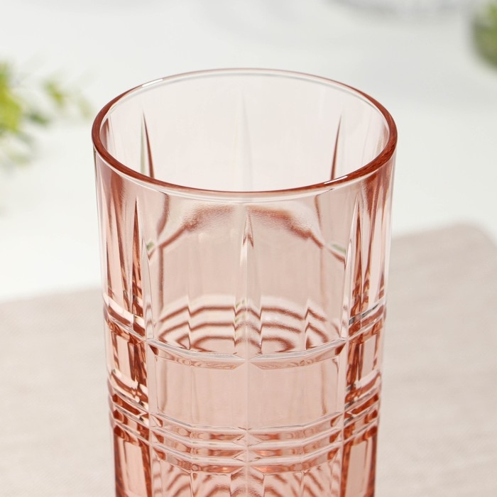 Стакан высокий стеклянный «Даллас», 380 мл, цвет розовый Стакан высокий стеклянный «Даллас», 380 мл, цвет розовый