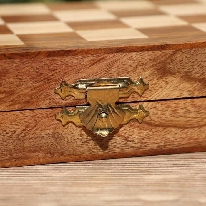 Игра настольная 2в1 (шахматы + бэкгэммон), доска 20х20 см, дерево шишам Игра настольная 2в1 (шахматы + бэкгэммон), доска 20х20 см, дерево шишам