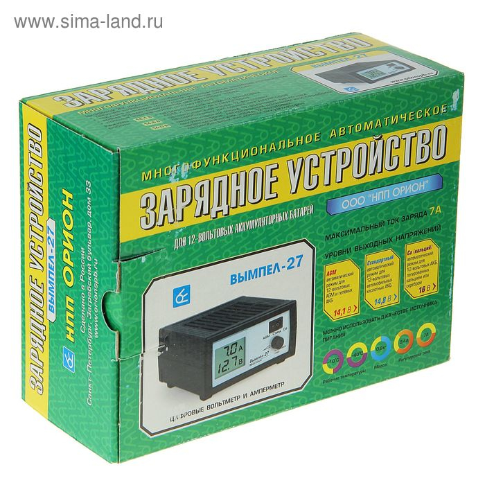 Зарядное устройство АКБ  Зарядное устройство АКБ "Вымпел-27", 0.6-7 А, 12 В, для гелевых, кислотных и AGM АКБ