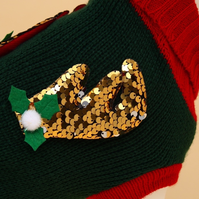 Свитер  Свитер "Рога удачи", размер L (ДС 35 см, ОШ 29, ОГ 29-49), зелёный