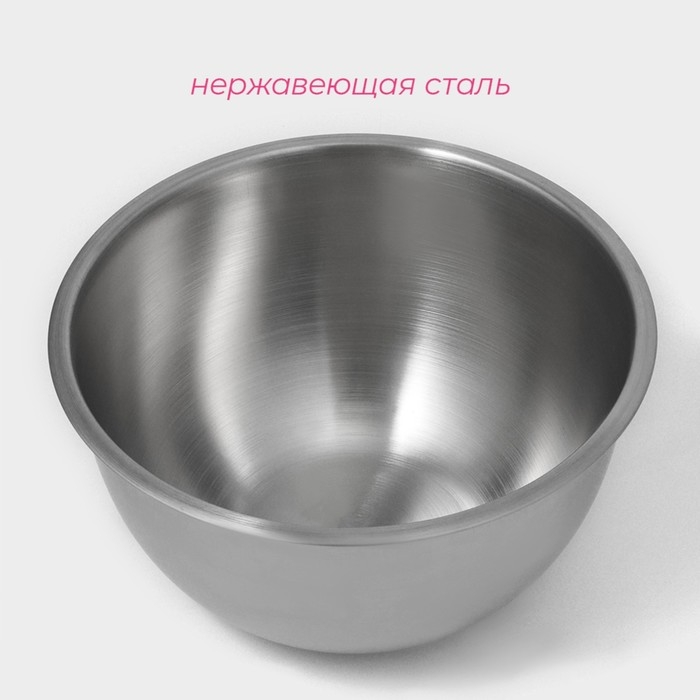 Миска из нержавеющей стали Доляна, 4,7 л, d=26 см, толщина 0,4 мм, цвет хромированный Миска из нержавеющей стали Доляна, 4,7 л, d=26 см, толщина 0,4 мм, цвет хромированный