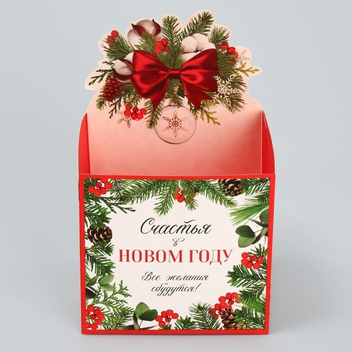 Коробка новогодняя для мини-букетов «Снежный шар», 12 х 17 х 10 см, Новый год Коробка новогодняя для мини-букетов «Снежный шар», 12 х 17 х 10 см, Новый год