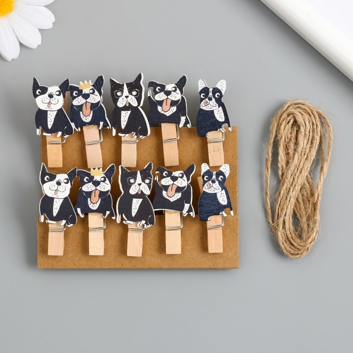 Декор для творчества дерево Декор для творчества дерево "Прищепка. Бульдожка" набор 10 шт 4,2х1,2х1,2 см