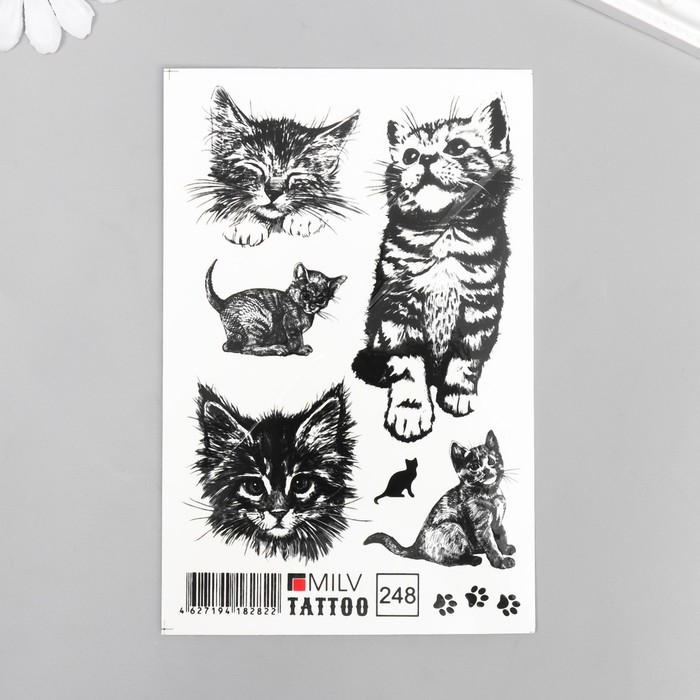 Татуировка на тело Татуировка на тело "Котята ч/б" 10х15 см
