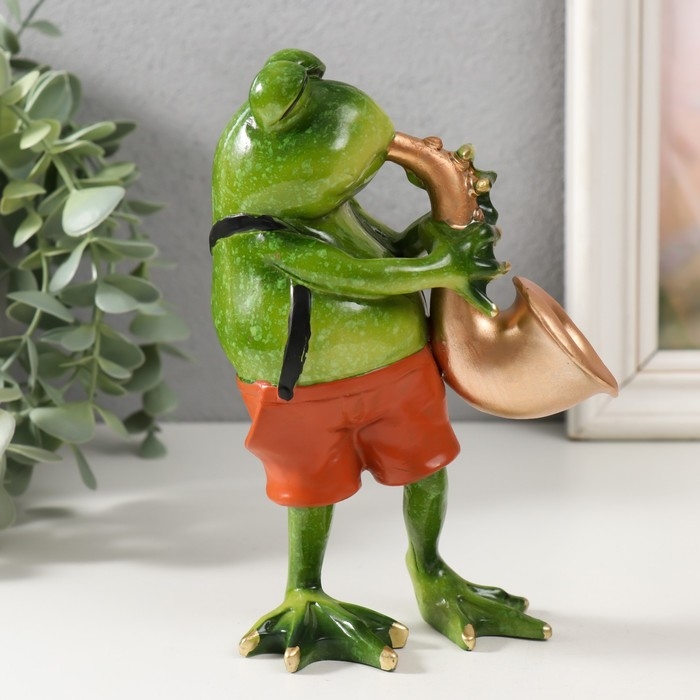 Сувенир полистоун лак Сувенир полистоун лак "Лягушонок с саксофоном" 16,5х10,5х6 см