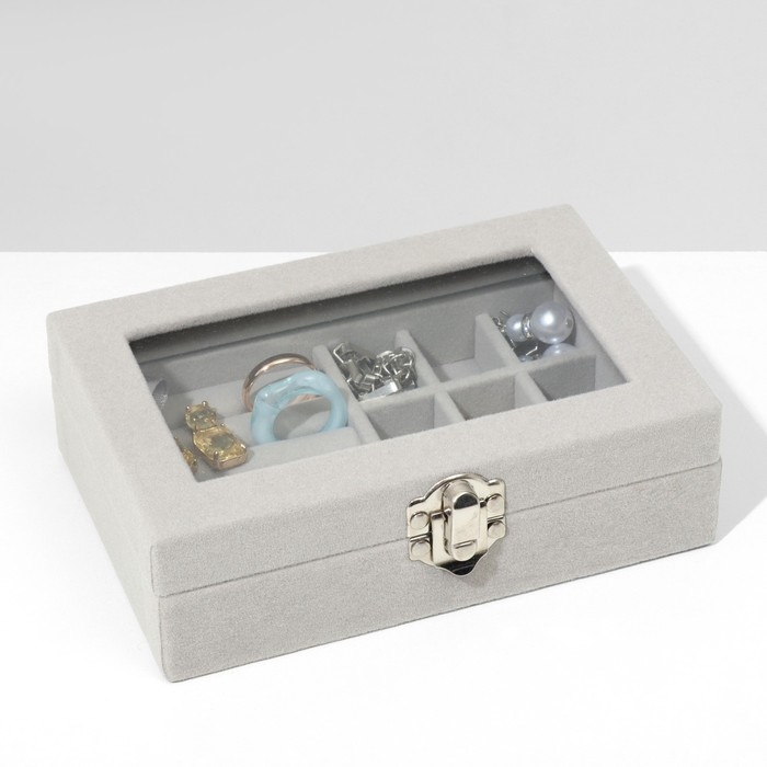 Подставка для украшений «Шкатулка», 5 рядов, 9 ячеек, 15×10×4,5, цвет серый Подставка для украшений «Шкатулка», 5 рядов, 9 ячеек, 15×10×4,5, цвет серый