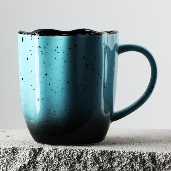Кружка керамическая неровный край &laquo;Синяя&raquo;, 350 мл, цвет синий