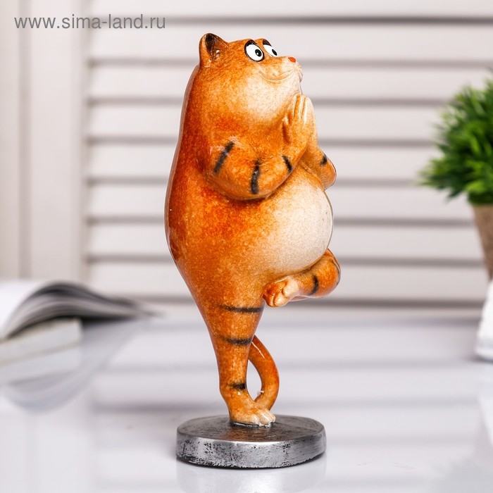 Сувенир полистоун лак Сувенир полистоун лак "Котик в позе дерева" 15,5х7х6 см