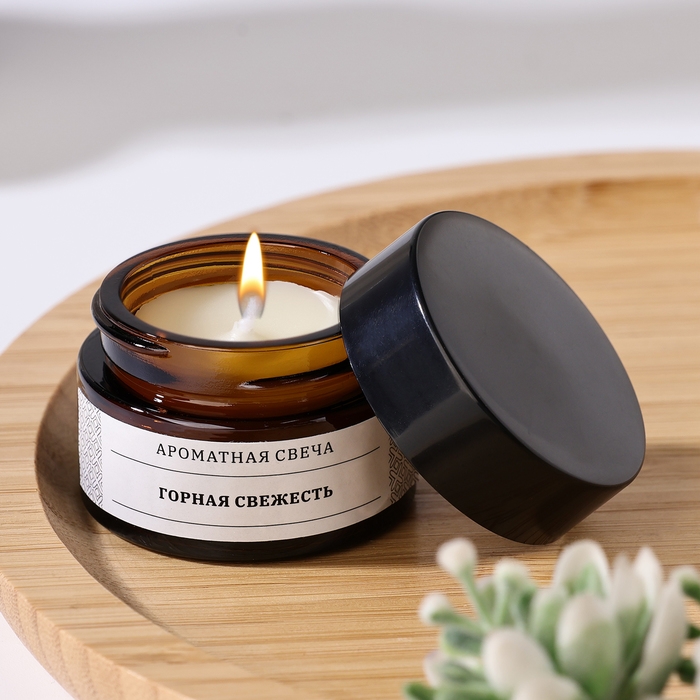 Свеча ароматическая в банке  Свеча ароматическая в банке "Горная свежесть", соевый воск, 12 г