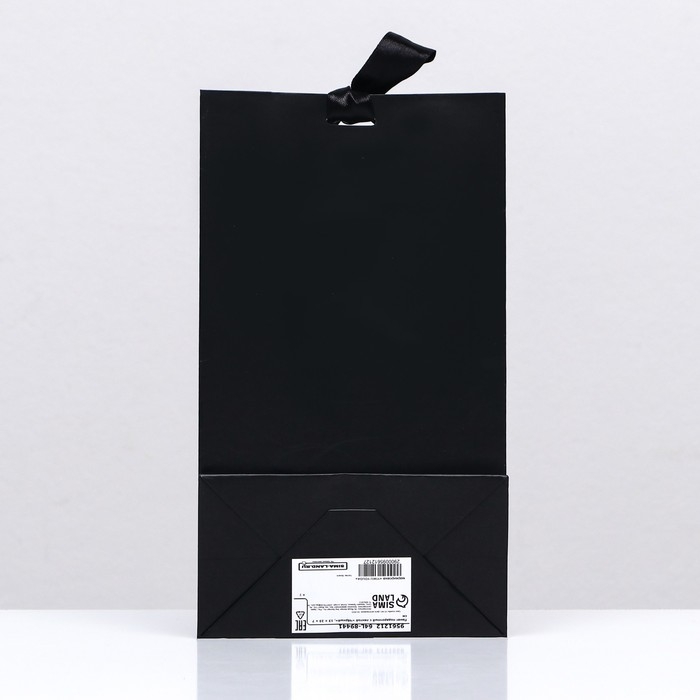 Пакет подарочный с лентой «Чёрный», 13 × 23 × 7 см Пакет подарочный с лентой «Чёрный», 13 × 23 × 7 см