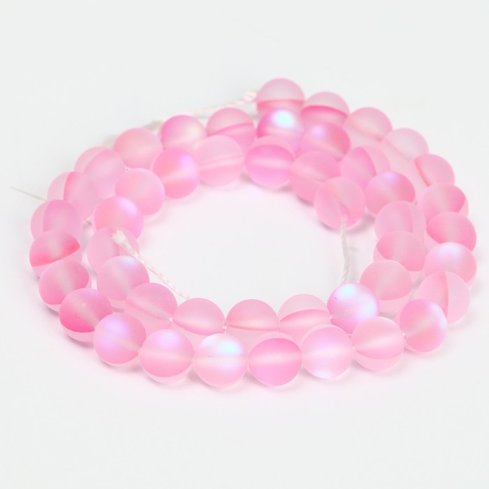 Бусины из натурального камня &laquo;Кошачий глаз&raquo;, набор 46 шт., размер 1 шт. &mdash; 8 мм, светло-розовый