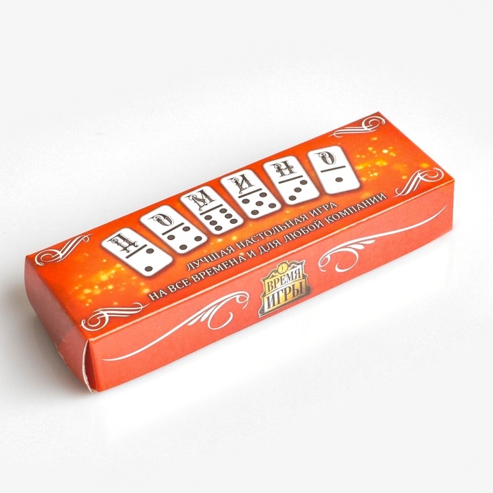 Домино настольная игра  Домино настольная игра "Время игры", 28 шт, 14.5 х 4.7 х 3.4 см, костяшка 4 х 0.5 х 2 см