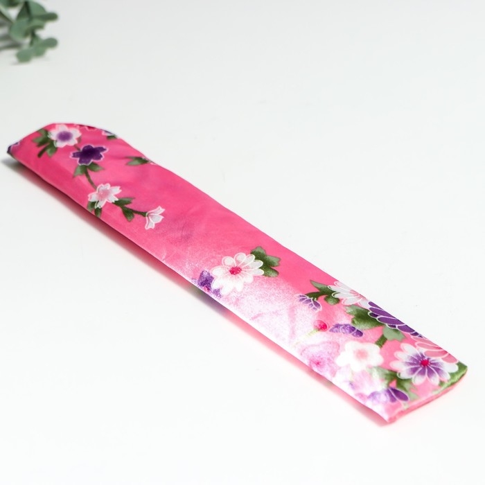 Веер бамбук, текстиль h=21 см Веер бамбук, текстиль h=21 см "Цветы" с чехлом, розовый