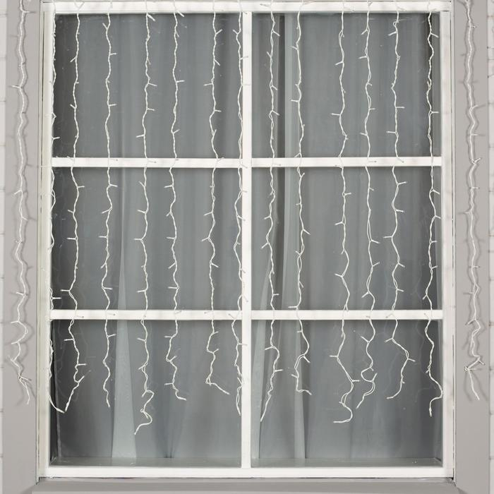 Гирлянда «Занавес» 2 × 1.5 м, IP44, УМС, белая нить, 360 LED, свечение тёплое белое, 220 В