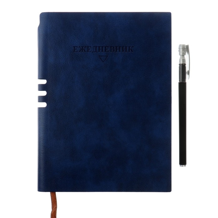 Ежедневник недатированный А5, 140 листов в клетку, с ручкой, обложка кожзам, МИКС Ежедневник недатированный А5, 140 листов в клетку, с ручкой, обложка кожзам, МИКС