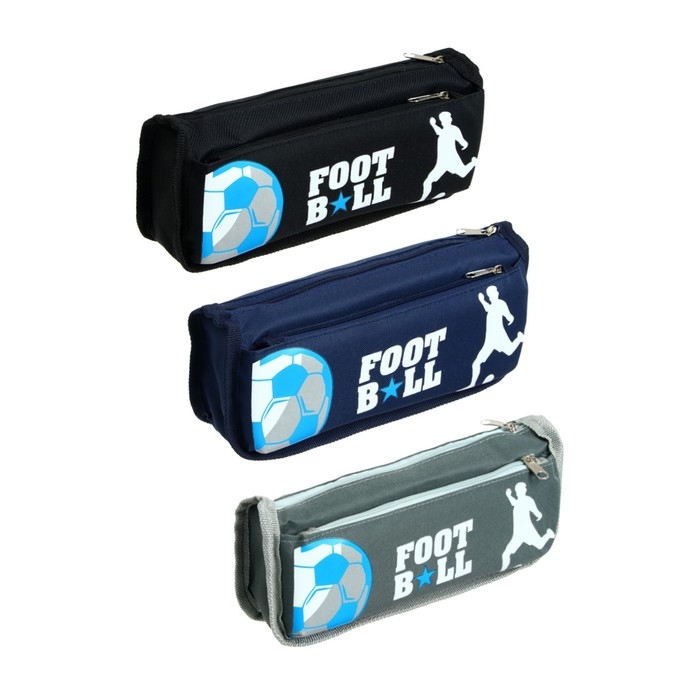 Пенал школьный на молнии 2 отделения Пенал школьный на молнии 2 отделения "Футбол", МИКС