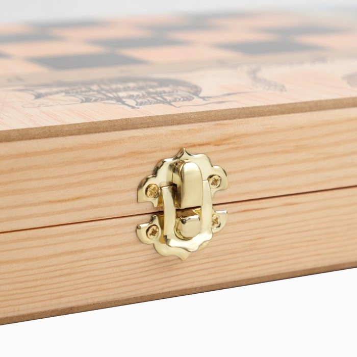 Настольные игры 3 в 1 Настольные игры 3 в 1 "Морские": шахматы, шашки, нарды, деревянные, большие 50 х 50 см