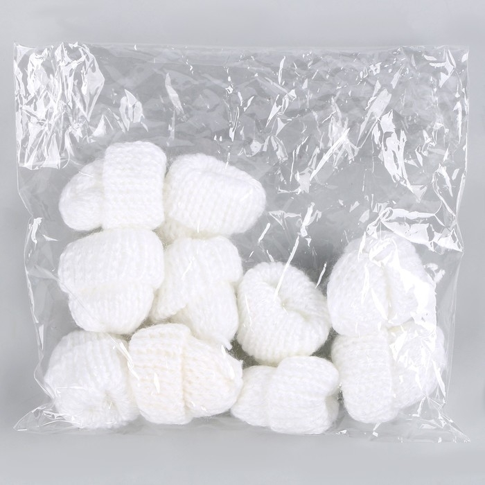 Шапка для игрушек вязаная, набор 10 шт., цвет белый Шапка для игрушек вязаная, набор 10 шт., цвет белый