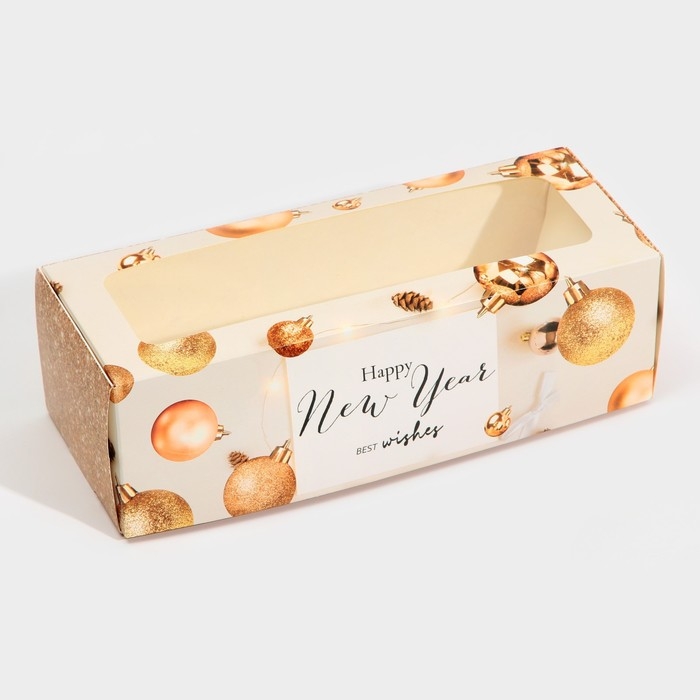 Коробка для кондитерских изделий с окном «Шары», 26 х 10 х 8 см, Новый год Коробка для кондитерских изделий с окном «Шары», 26 х 10 х 8 см, Новый год