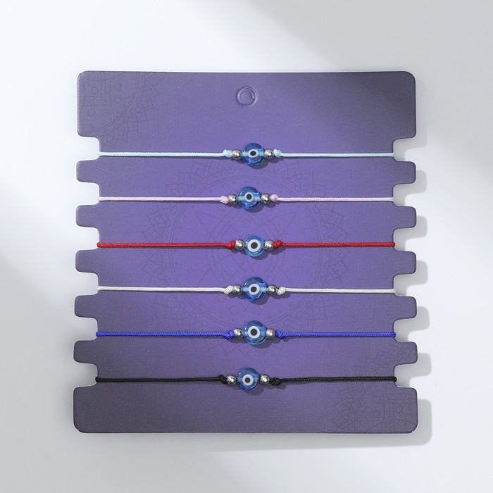 Браслет-оберег «Нить желаний» набор 6 шт., глазик, цветной