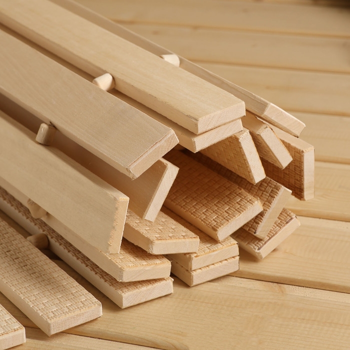 Коврик-лежак для бани, деревянный, тиснение Плетёнка 45х100 см Коврик-лежак для бани, деревянный, тиснение Плетёнка 45х100 см