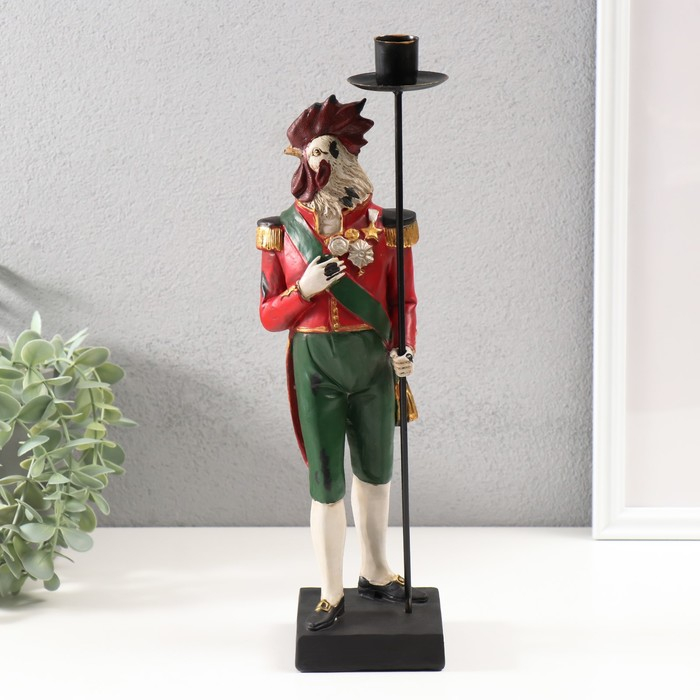 Подсвечник полистоун Подсвечник полистоун "Английский шарж-Петух капрал" 11х11х35 см