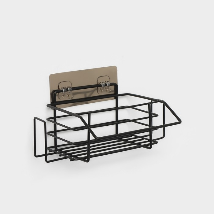 Полка на липучке, 24×14×10 см, цвет чёрный Полка на липучке, 24×14×10 см, цвет чёрный