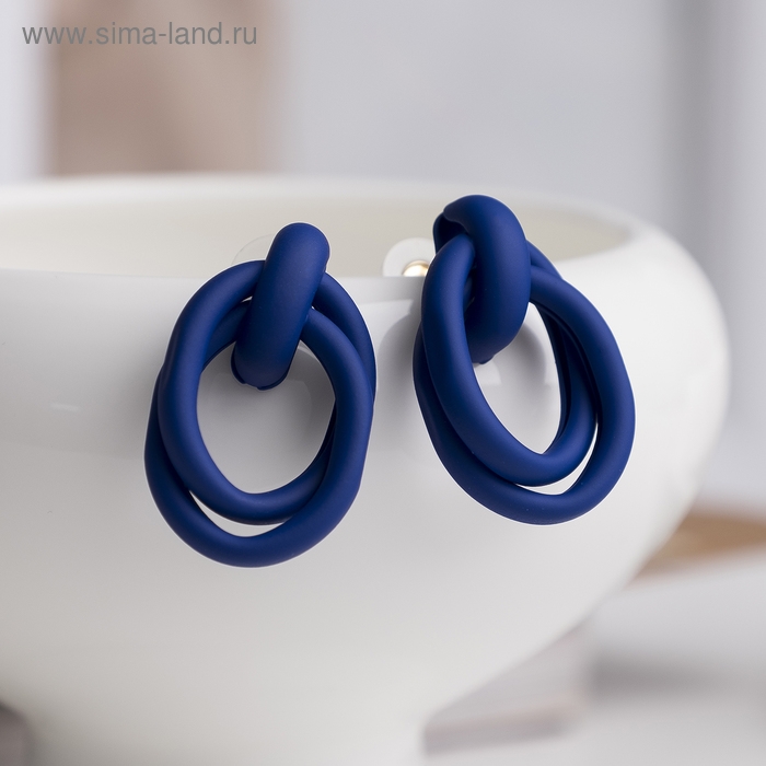 Серьги металл &laquo;Боттега&raquo; два овала, цвет синий