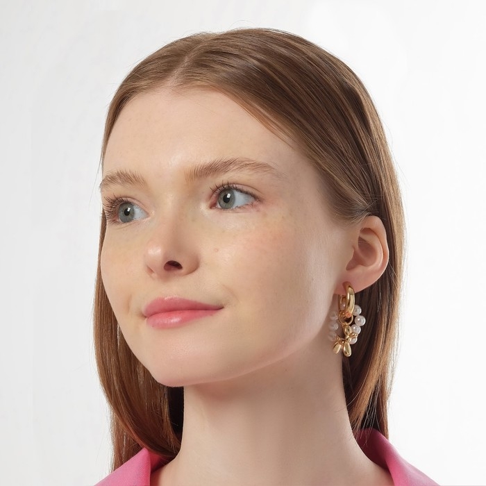 Серьги со съёмным элементом «Трансформер» собачка, цвет белый в золоте Серьги со съёмным элементом «Трансформер» собачка, цвет белый в золоте