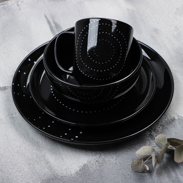 Кружка керамическая «Орнамент», 450 мл, цвет чёрный