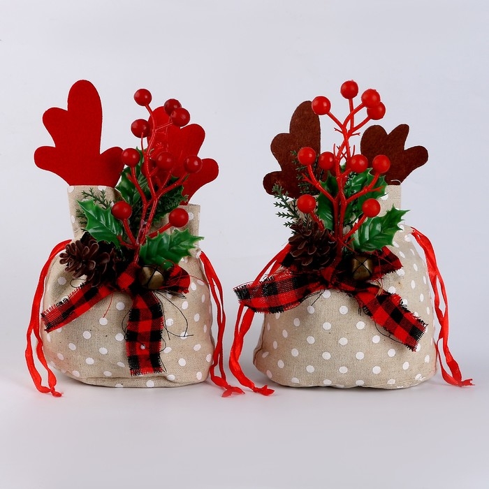 Новый год! Мешок для подарков с рогами, 22 × 12 см, виды МИКС Новый год! Мешок для подарков с рогами, 22 × 12 см, виды МИКС