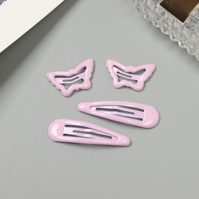 Невидимка для волос  Невидимка для волос "Энико" (набор 4 шт) бабочка, 5 и 3 см, сиреневый