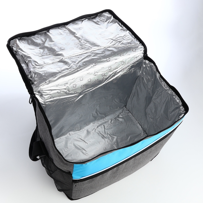 Термосумка на молнии, наружный карман, 32 л, цвет серый/голубой Термосумка на молнии, наружный карман, 32 л, цвет серый/голубой