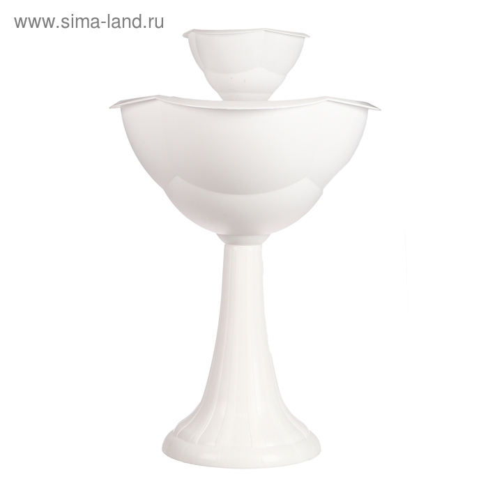Клумба пластиковая, 2 яруса, d = 25–55 см, h = 87 см, на высокой ножке, белая Клумба пластиковая, 2 яруса, d = 25–55 см, h = 87 см, на высокой ножке, белая