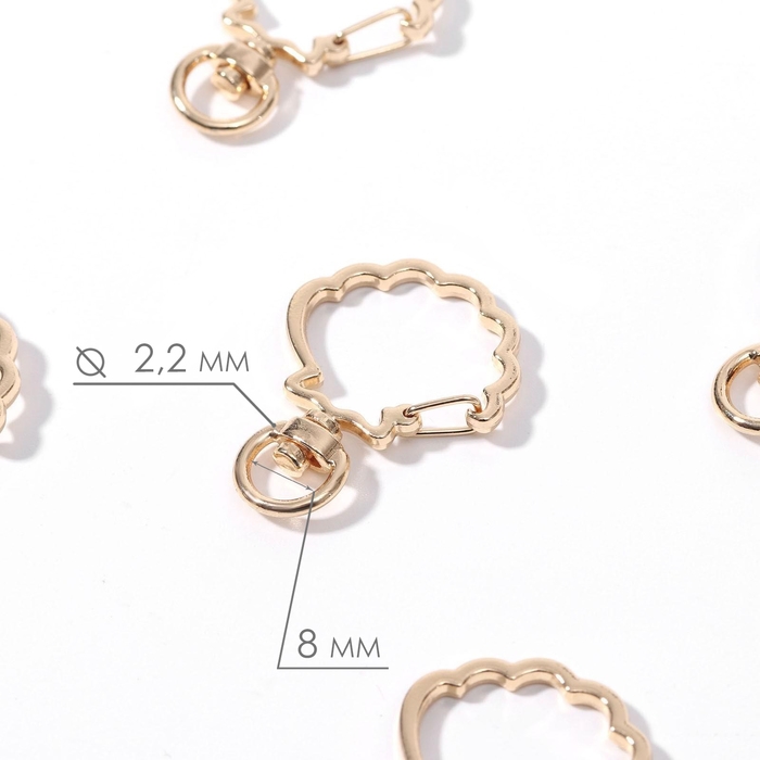 Карабин металлический «Ракушка», 40 × 30 мм / 8 × 2,2 мм, 5 шт, цвет золотой Карабин металлический «Ракушка», 40 × 30 мм / 8 × 2,2 мм, 5 шт, цвет золотой