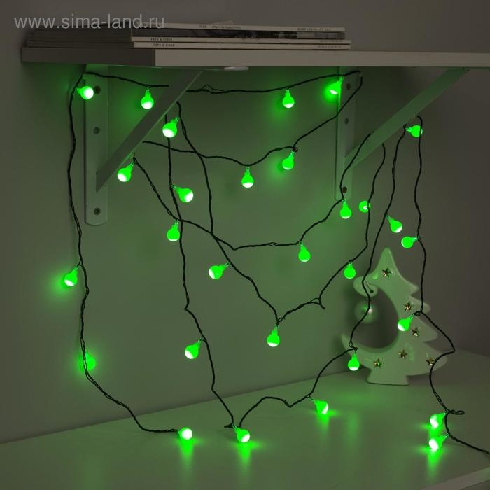 Гирлянда «Нить» 5 м с насадками «Шарики зелёные», IP20, тёмная нить, 30 LED, свечение зелёное, 8 режимов, 220 В Гирлянда «Нить» 5 м с насадками «Шарики зелёные», IP20, тёмная нить, 30 LED, свечение зелёное, 8 режимов, 220 В