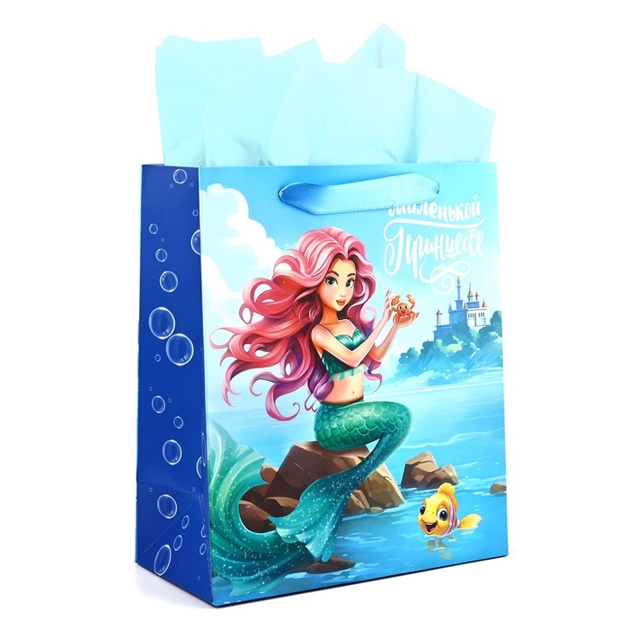 Пакет ламинированный двухсторонний «Русалочка», с тишью и открыткой, ML, 23 х 27 х 11.5 Пакет ламинированный двухсторонний «Русалочка», с тишью и открыткой, ML, 23 х 27 х 11.5