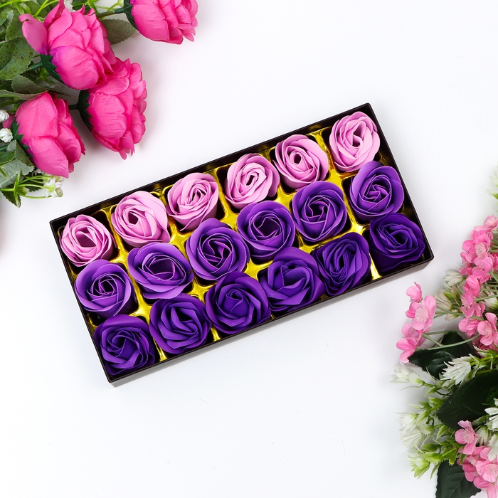 Мыльные розочки, цветные оттенки, набор 18 шт.
