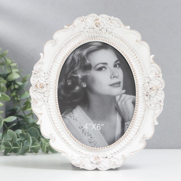 Фоторамка полистоун 10х14 см  Фоторамка полистоун 10х14 см "Цветочные узоры" белая 15,5х19,5 см