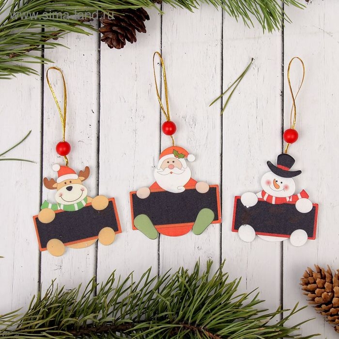 Подвеска новогодняя «Зимушка» с досочкой для пожеланий, под мел, МИКС Подвеска новогодняя «Зимушка» с досочкой для пожеланий, под мел, МИКС